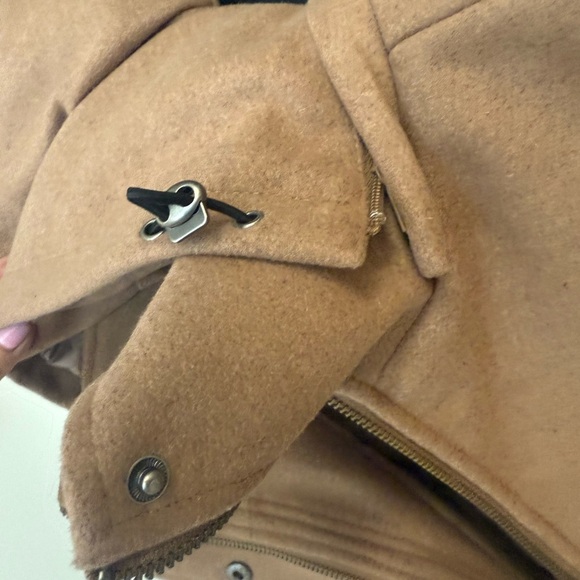 Mia Melon NWOT wool blend classic hooded Tan Utility Jacket / winter jacket - Picture 5 of 15
